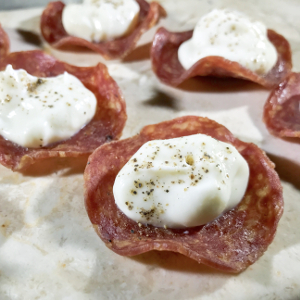 baked salami with whipped ricotta