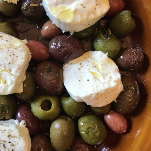 Roasted Olives and Goat Cheese
