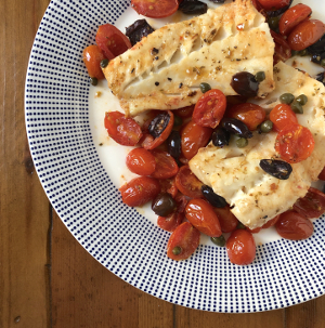 Baked Cod with Cherry Tomatoes and Olives | Thirsty Radish