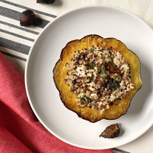 Stuffed Acorn Squash with Goat Cheese and Figs